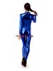 Sexy Blue Shiny Metallic Catsuit Zentai With Front Zipper
