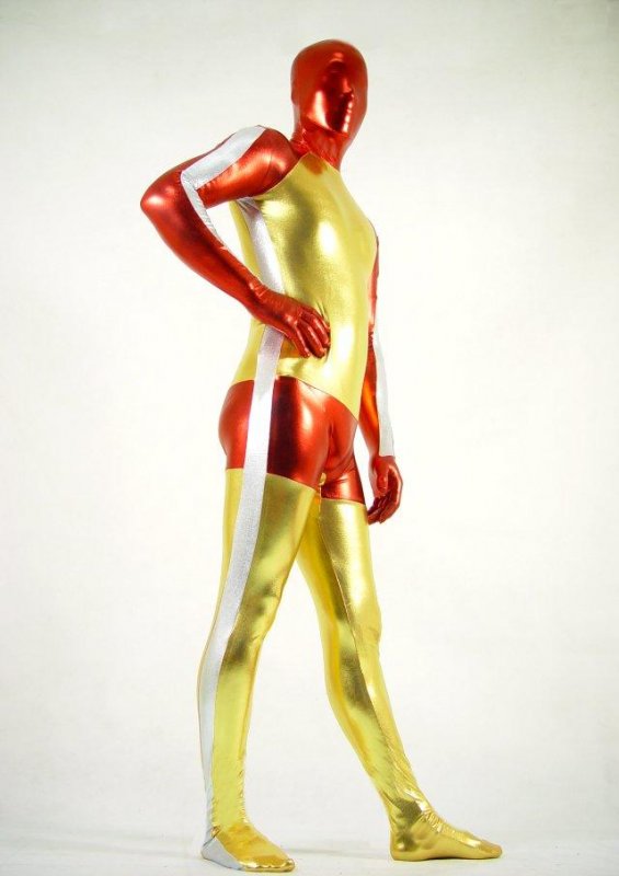 Shiny Metallic Tricolor Full Bodysuit Zentai - Click Image to Close