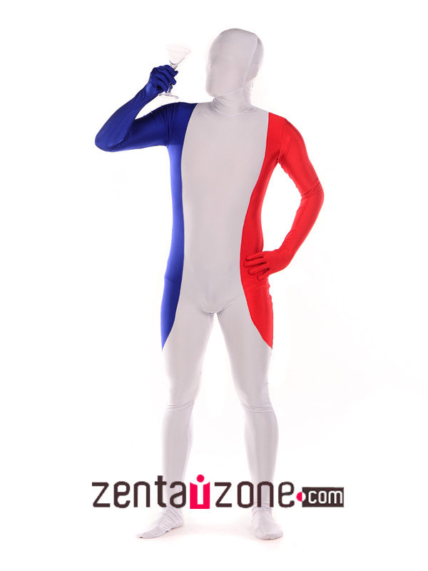 France Flag Pattern Lycra Unisex Zentai Suit - Click Image to Close