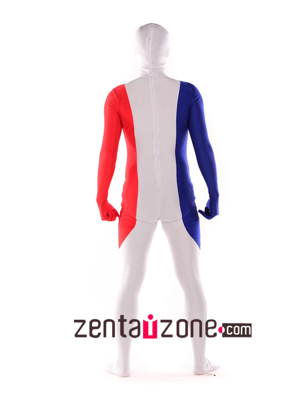 France Flag Pattern Lycra Unisex Zentai Suit - Click Image to Close