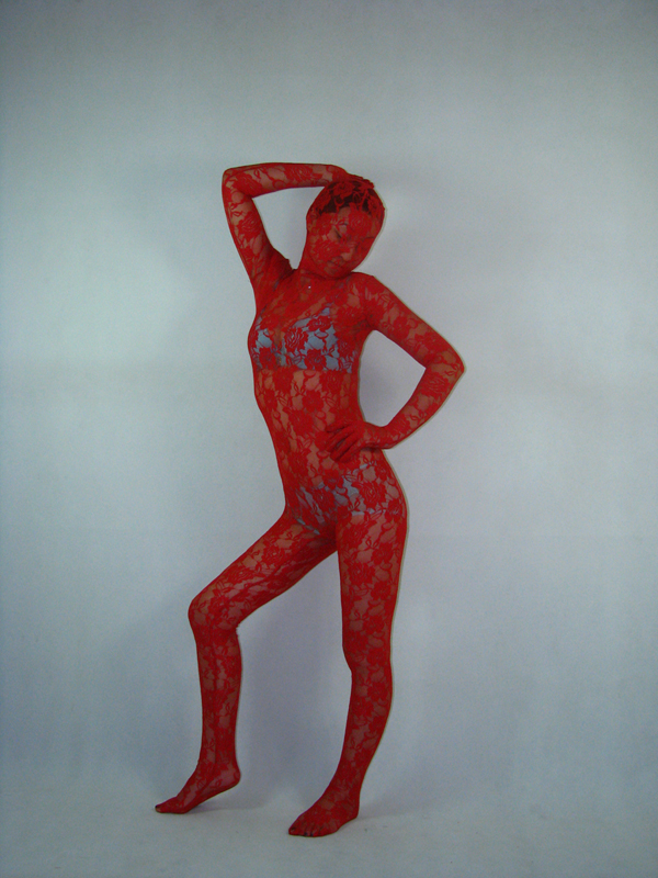 Red Transparent Lace Zentai Suit - Click Image to Close