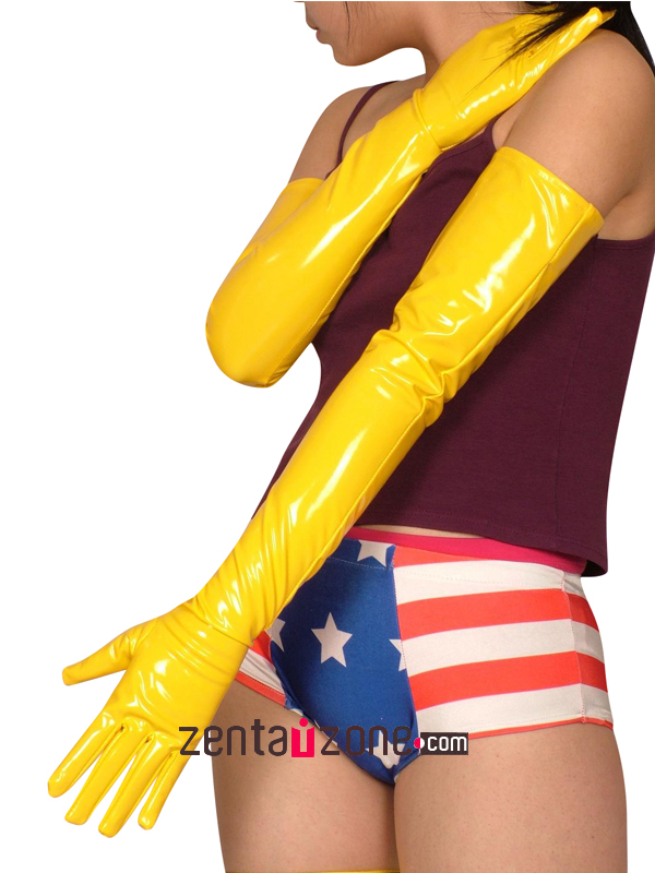 Yellow Long PVC Gloves - Click Image to Close