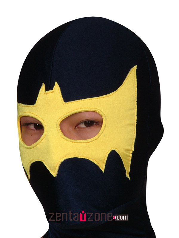Black Yellow Spandex Lycra Hood With Eyes Open - Click Image to Close