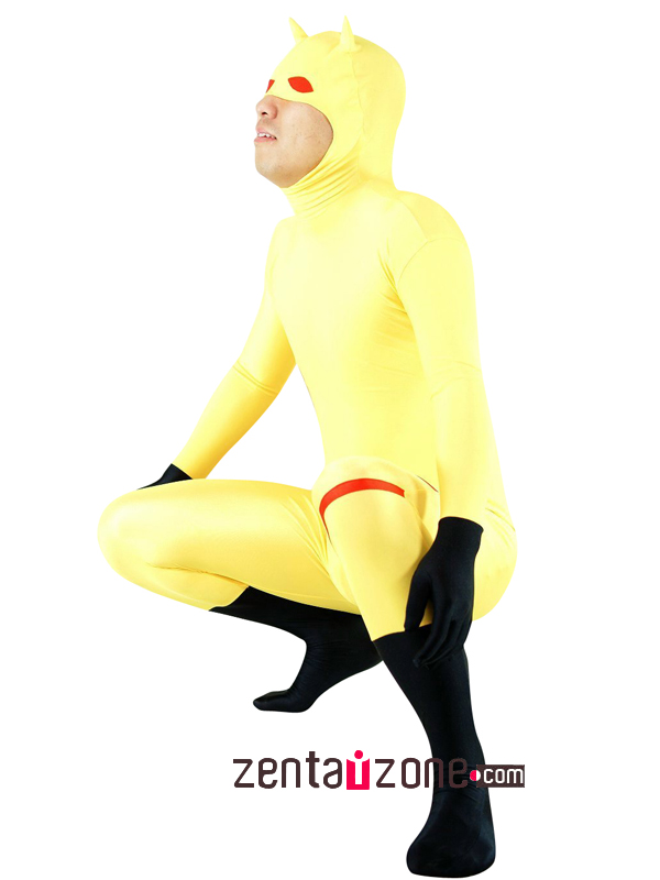 Yellow Dare Devil Lycra Spandex Unisex Zentai Suit - Click Image to Close