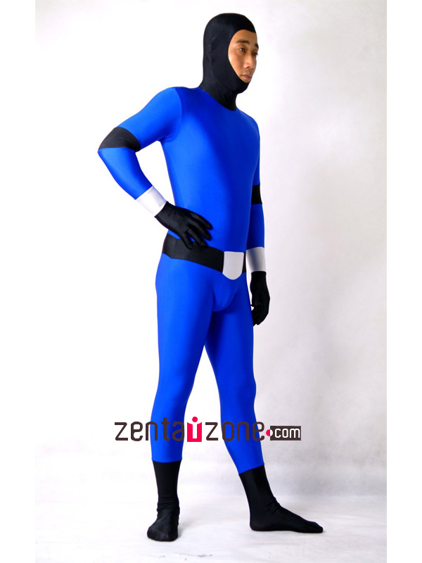 Blue And Black Spandex Unisex Lycra Zentai Suit - Click Image to Close