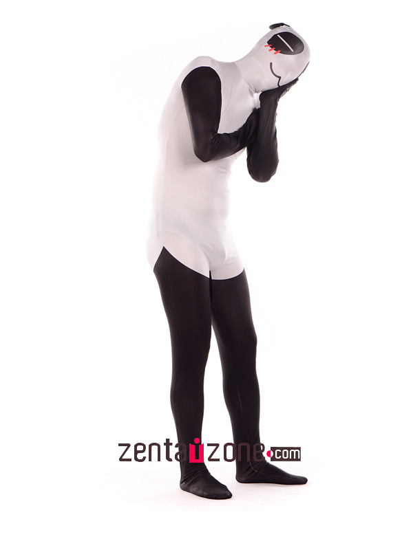 Shy Panda Print Spandex Full Body Suit - Click Image to Close