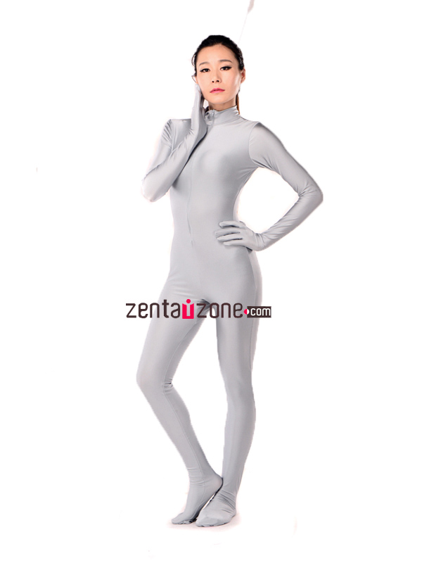 Silver Grey Spandex Lycra Catsuit - Click Image to Close