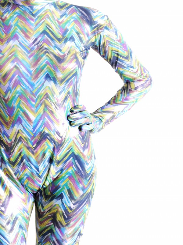Painting Multicolor Full Bodysuit Shiny Metallic Zentai - Click Image to Close
