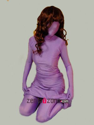 Purple One Piece Lycra Spandex Zentai With Dress And Pant Design