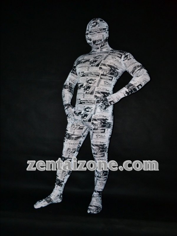 2011 White News Paper City Mummy Zentai Costume - Click Image to Close