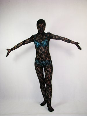 Sexy Black Lace Unisex Zentai Full Body Suit