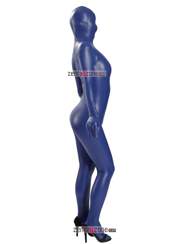 Pu Blue Shiny Full Bodysuit Zentai - Click Image to Close