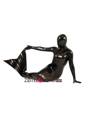 Black Mermaid Shiny Metallic Zentai Suit