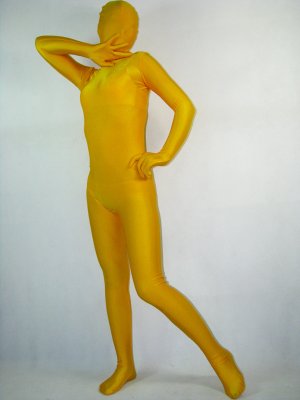 Unicolor Yellow Spandex Zentai Suit