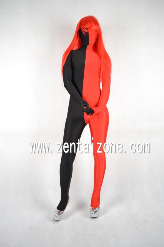 Red And Black Spandex Unisex Zentai Suit - Click Image to Close