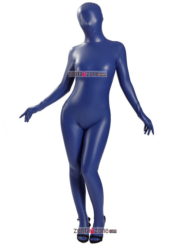 Pu Blue Shiny Full Bodysuit Zentai - Click Image to Close