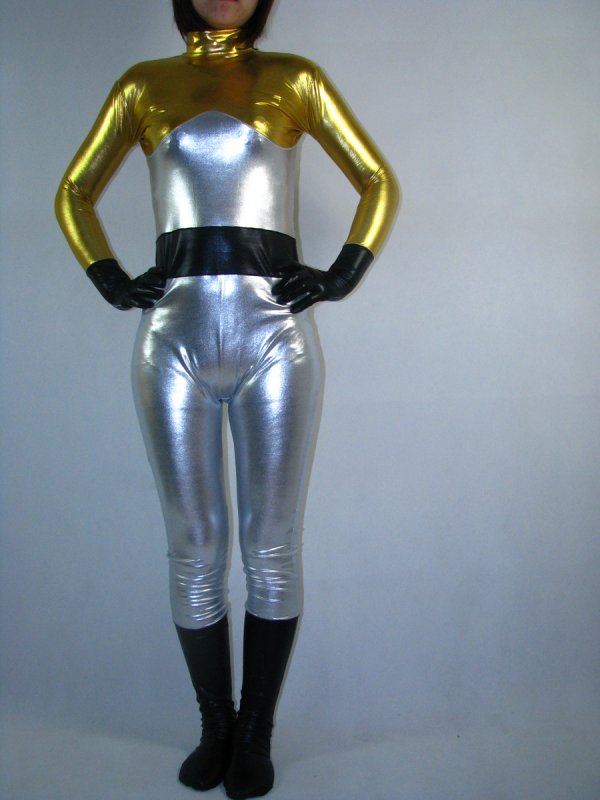 Silver Golden Shiny Metallic Super Hero Catsuit - Click Image to Close