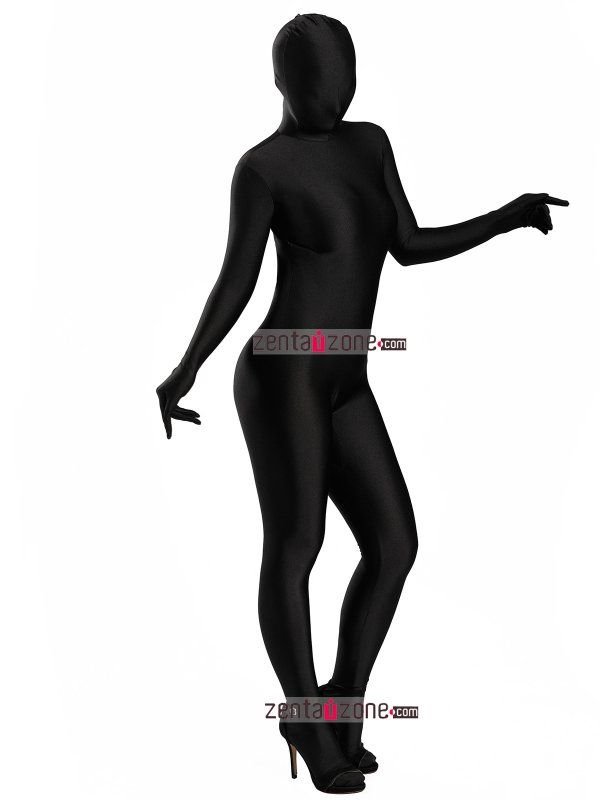 Nylon Black Spandex Zentai Full Bodysuit - Click Image to Close
