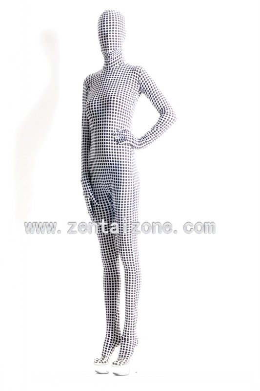 Black Spots Lycra Spandex Full Bodysuit Zentai Suit - Click Image to Close