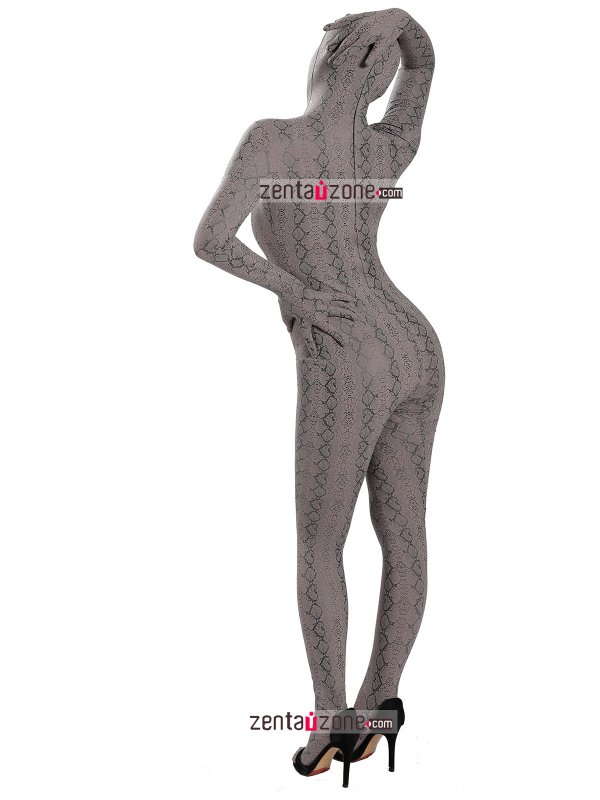 Nylon Snake Pattern Spandex Zentai Bodysuit - Click Image to Close