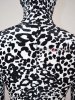 Black And White Leopard Velvet Zentai Bodysuit