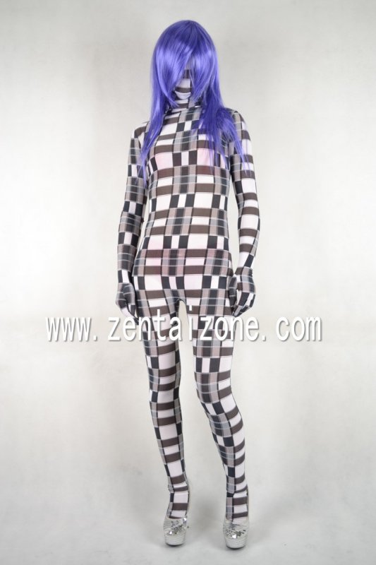 New Chequer Pattern Unisex Lycra Spandex Zentai - Click Image to Close