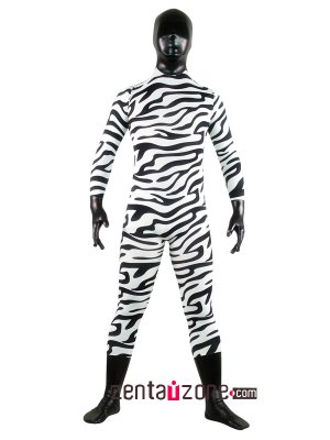 Zebra Pattern Spandex Lycra Unisex Zentai Suit