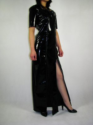 Black Shiny Metallic Long Dress