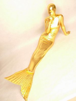 Gold Mermaid Shiny Metallic Zentai Suit