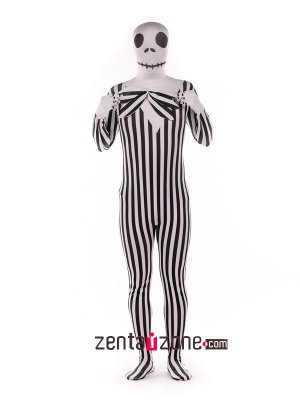 Black And White Skeleton Spandex Print Full Bodysuit