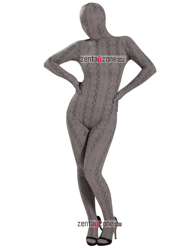 Nylon Snake Pattern Spandex Zentai Bodysuit - Click Image to Close