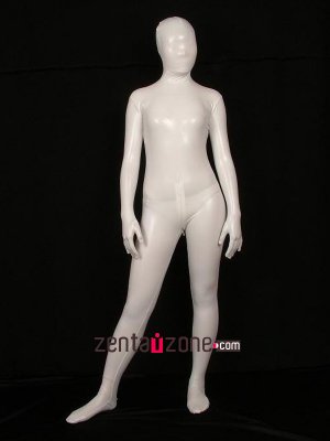 White Shiny Full Body Zentai Suit