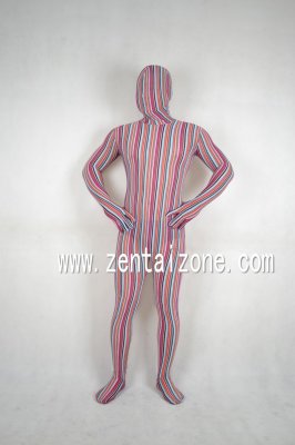 Multi-line Pattern Lycra Spandex Zentai Suit