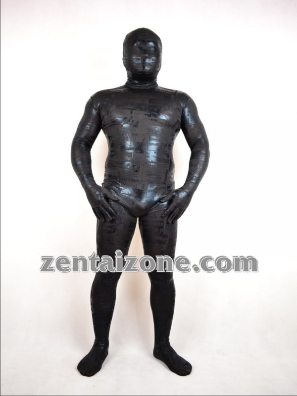 2011 Style Black News Paper Full Bodysuit Zentai - Click Image to Close