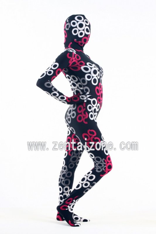 New Style Flower Pattern Spandex Lycra Full Bodysuit Zentai - Click Image to Close