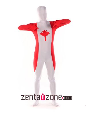 Canada Flag Pattern Spandex Unisex Zentai Suit