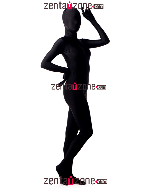Black Unicolor Spandex Full Body Zentai Suit - Click Image to Close