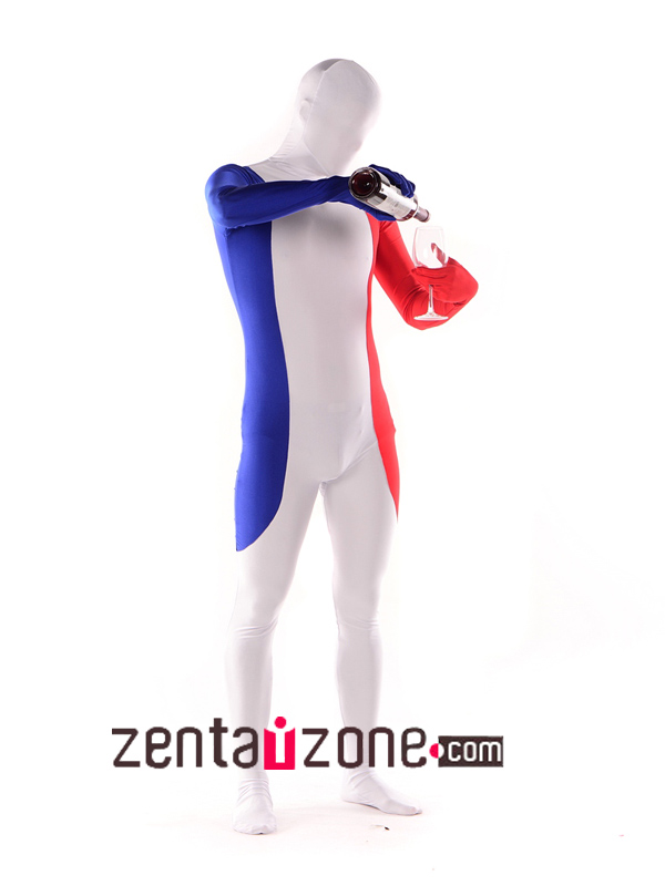 France Flag Pattern Lycra Unisex Zentai Suit