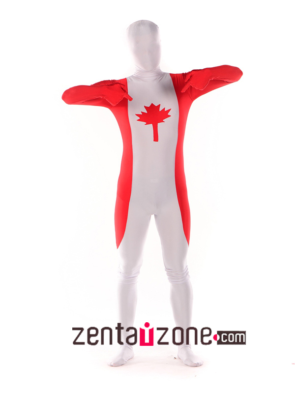 Canada Flag Pattern Spandex Unisex Zentai Suit