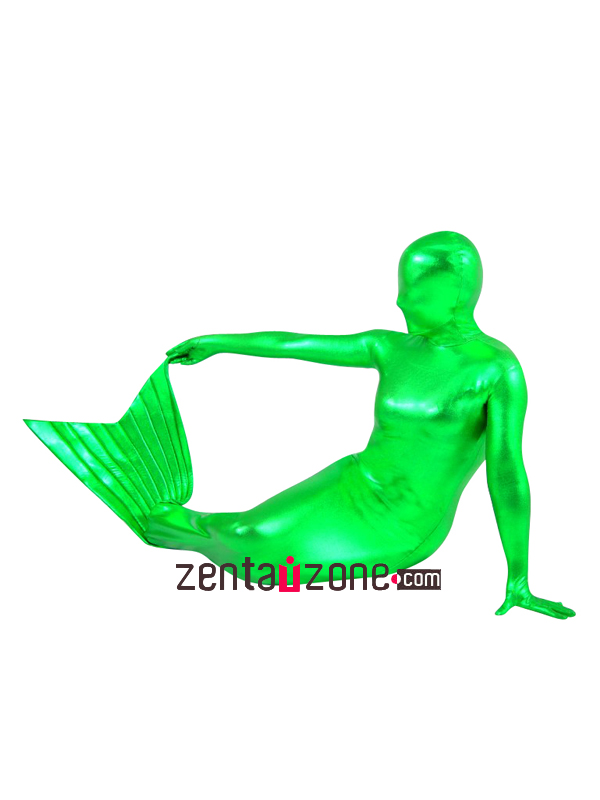Green Mermaid Metallic Zentai Suit - Click Image to Close
