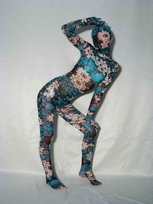 Sexy Unisex Velvet Zentai Suit With Floral Pattern - Click Image to Close