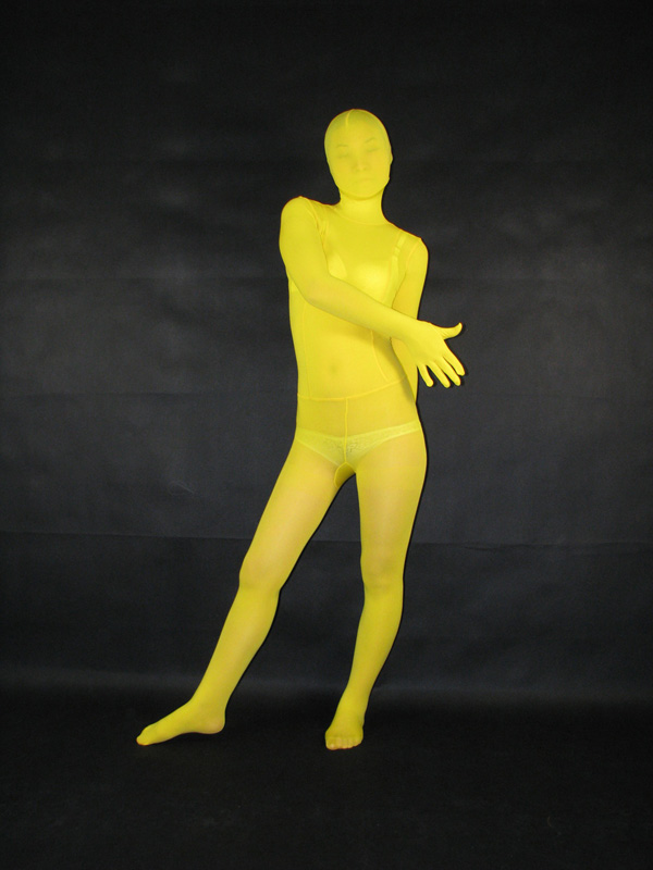Yellow Transparent Velvet Zentai Suit - Click Image to Close