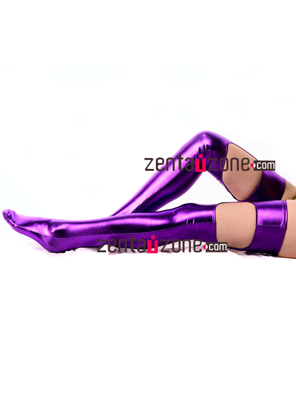 Purple Shiny Metallic Stockings - Click Image to Close
