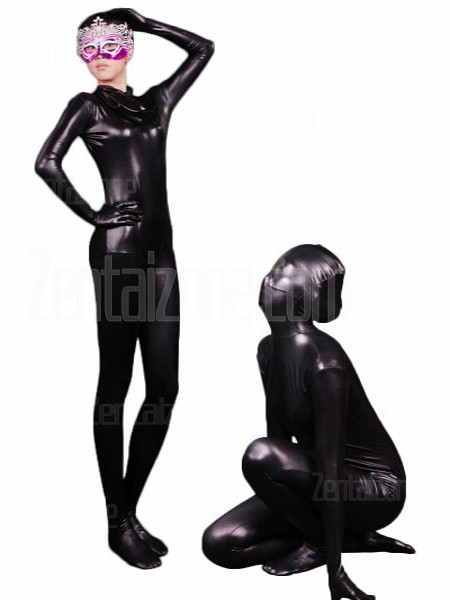Black Shiny Full Body Zentai Suit [20399]