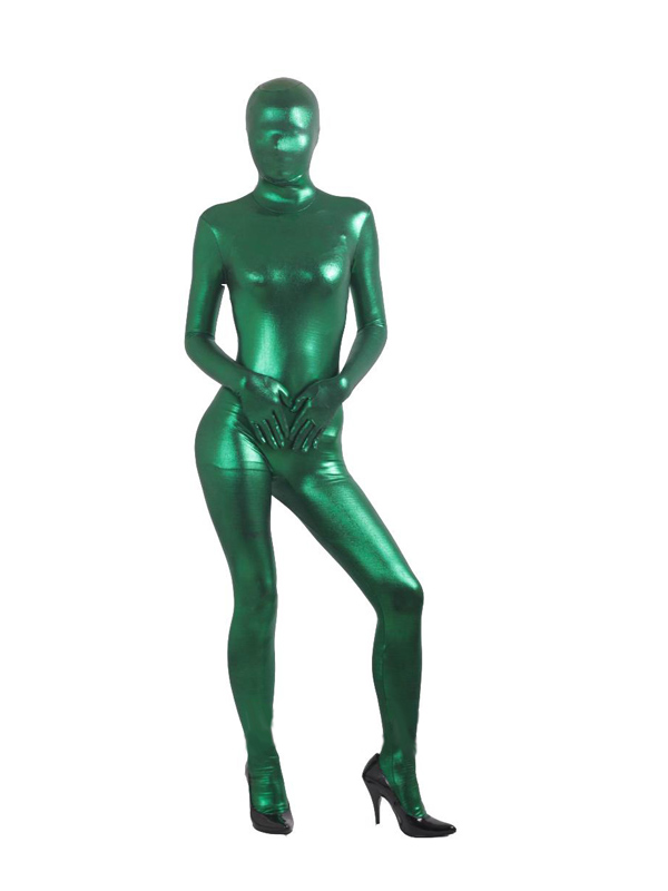 Dark Green Metallic Shiny Zentai Suit - Click Image to Close