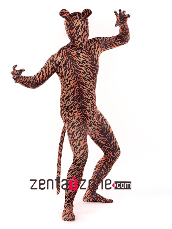 Tiger Pattern Spandex Full Body Zentai Suit [20484]