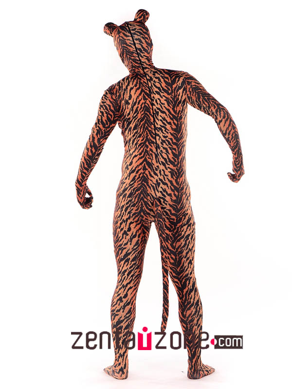 Tiger Pattern Spandex Full Body Zentai Suit - Click Image to Close