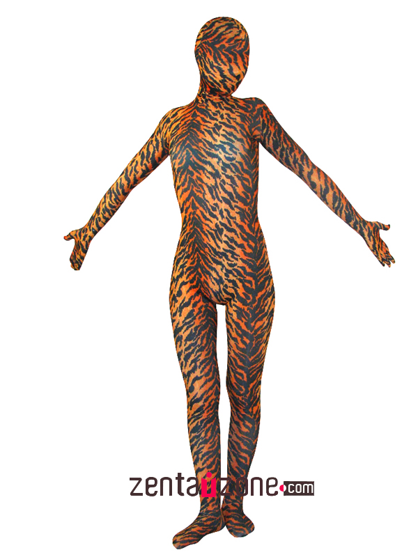 Lycra Unisex Tiger Pattern Zentai Suit - Click Image to Close