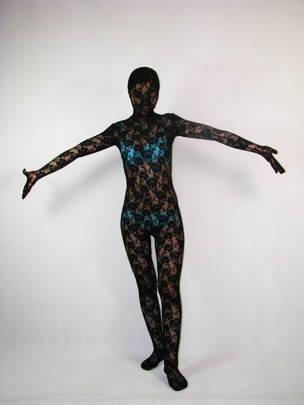 Sexy Black Lace Unisex Zentai Full Body Suit - Click Image to Close
