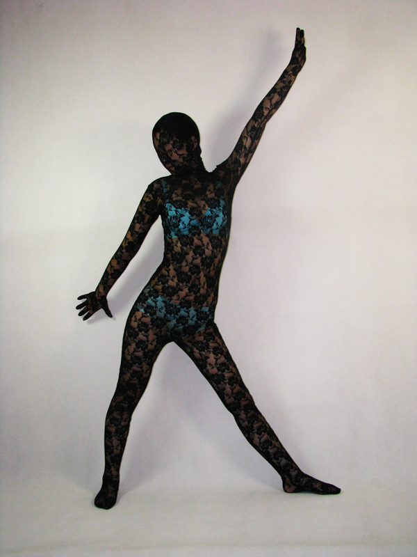 Sexy Black Lace Unisex Zentai Full Body Suit - Click Image to Close